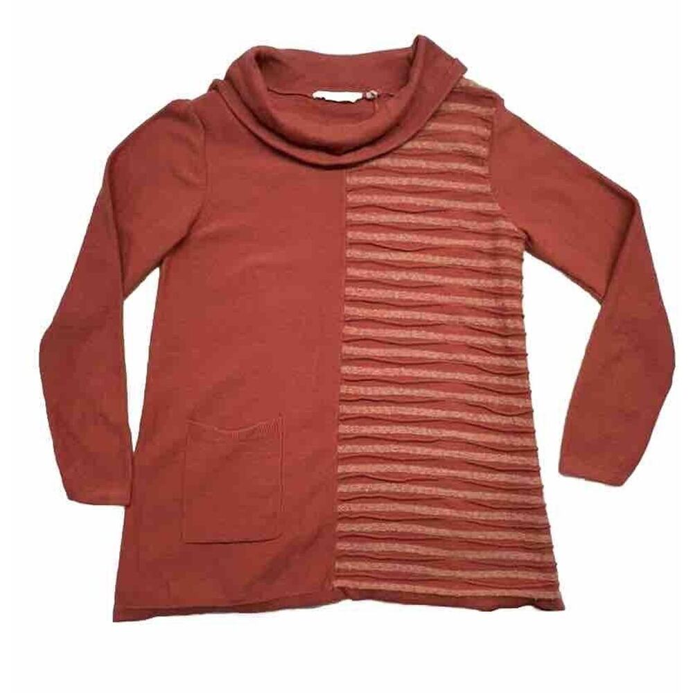 Soft Surroundings‎ Womens Sweater Size M Salmon Pink Lyrical Cowl Neck - Picture 2 of 7